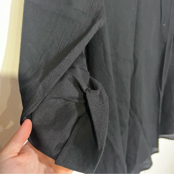 Apt 9 Button Down Black Quarter Sleeve Size 2X Beach Coverup Gauze Summer - Picture 6 of 6